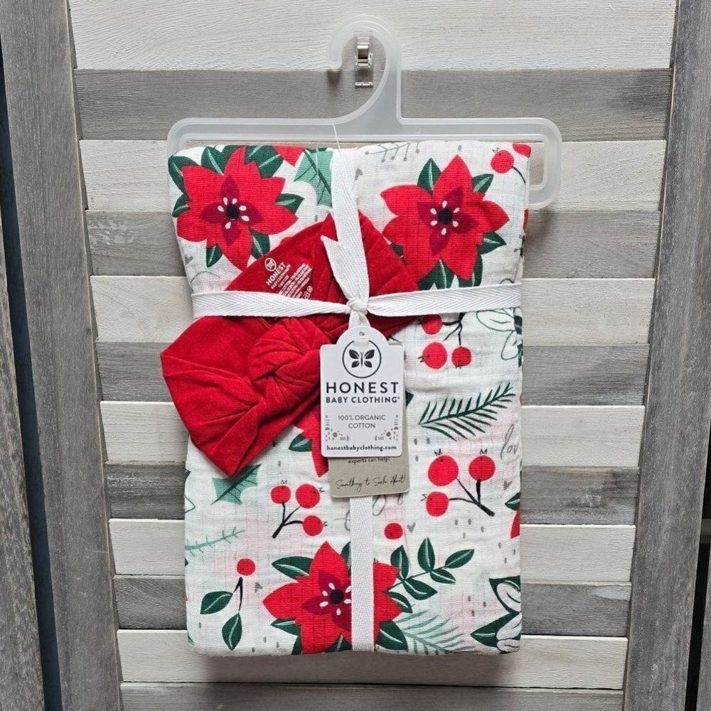 Honest Baby Organic Swaddle Blanket + Headband Gift Set - 2 Piece Set